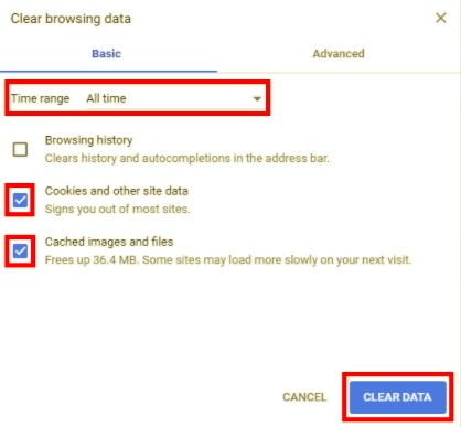 Borrar caché y cookies en Chrome