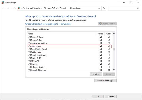 Permitir una aplicación a través del firewall