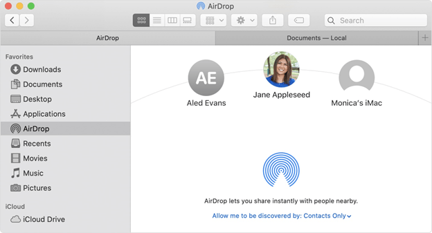 Airdrop de contactos de iPhone a tu Mac