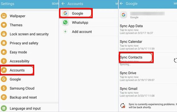 Transferir contactos entre teléfonos Android usando Contactos de Google