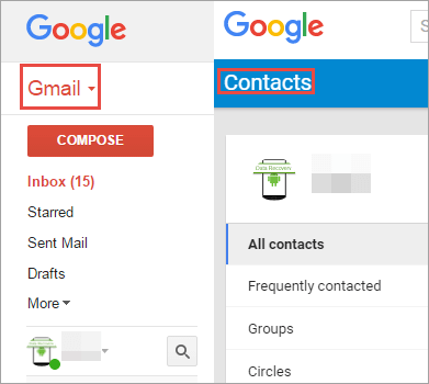 Contactos de copia de seguridad en la cuenta de Google
