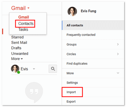 Configurar la importación de contactos de Gmail