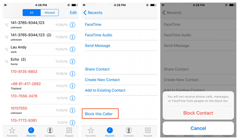 block-recent-caller-on-iphone-device