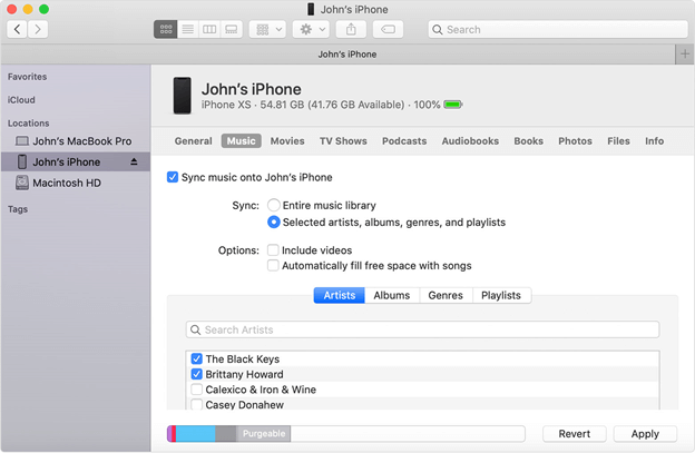 Transferir contactos de iPhone a Mac con Finder