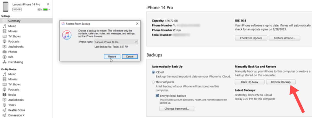 Restaurar desde iCloud Backup