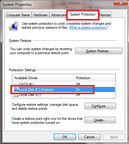 Habilite la restauración del sistema para recuperar archivos después de reinstalar Windows 10