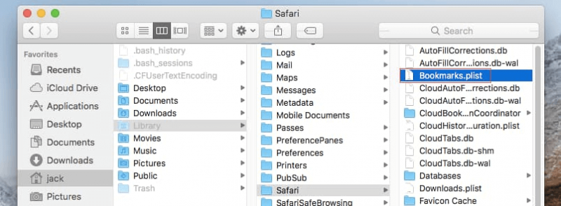 Restaurar marcadores de Safari con Time Machine en Mac