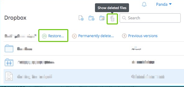 Recuperarse de archivos eliminados de Dropbox