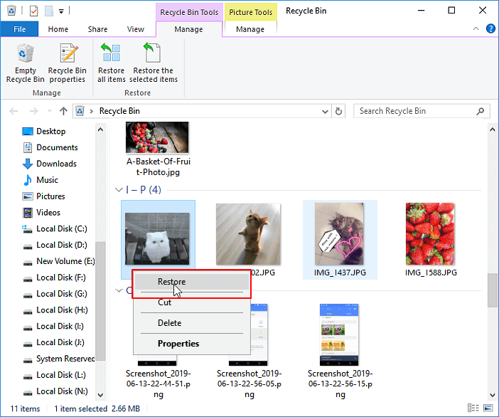 Software de recuperación de JPEG a través de la papelera de reciclaje en Windows
