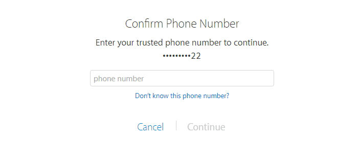 Restablecer la contraseña de Appleid mediante la confirmación de número de teléfono