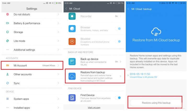 Recupere mensajes eliminados con Mi Cloud Backup