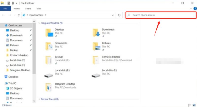 Buscar archivos EXE perdidos usando el Explorador de archivos