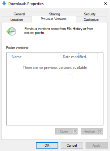 Recuperación de documentos utilizando versiones anteriores de Windows