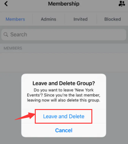 Eliminar un grupo de Facebook usando un dispositivo móvil