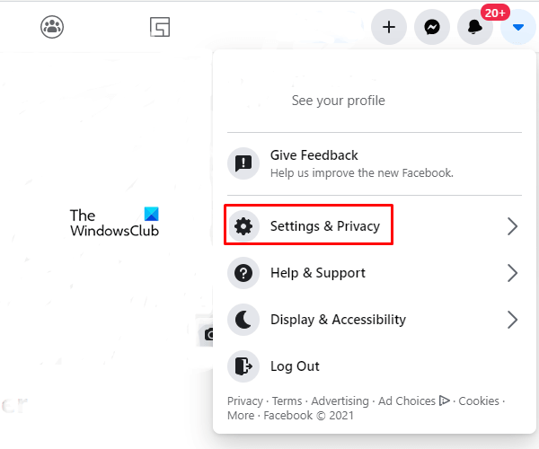 Haga clic en Configuración y privacidad para eliminar Facebook pero mantener Messenger