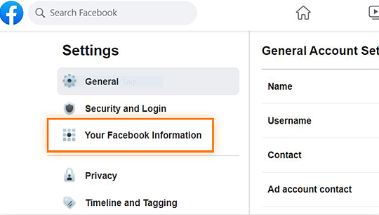 Haga clic en su información de Facebook para eliminar Facebook pero mantener Messenger