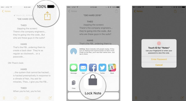 Cómo bloquear notas con la contraseña de Touch ID