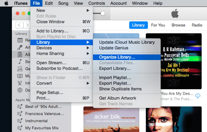 Elija la biblioteca de iTunes para transferir la biblioteca de iTunes a la nueva Mac