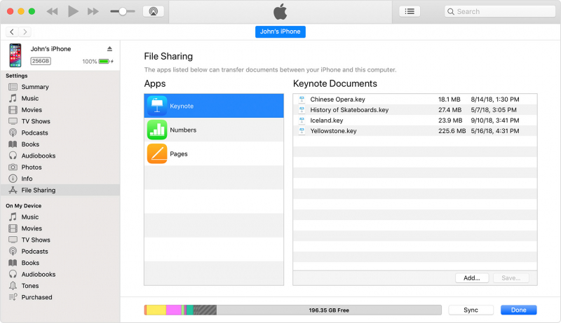 Transferir datos de la computadora a iOS usando iTunes