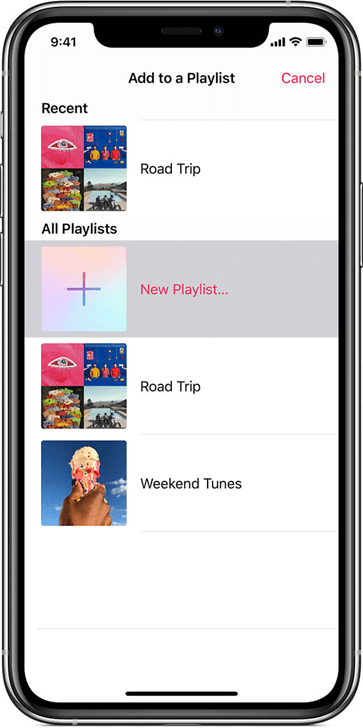 Listas de reproducción de iPhone