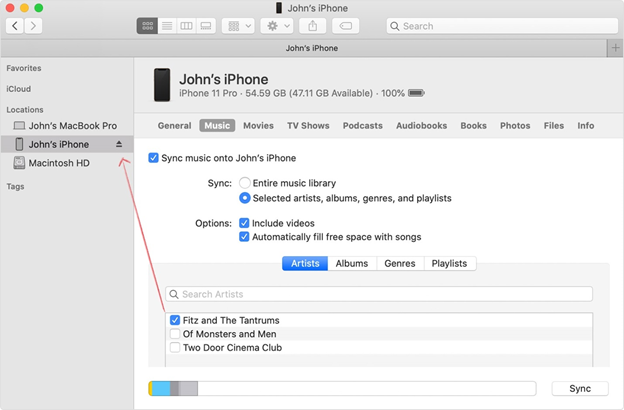 Transferir listas de reproducción de iTunes a iPhone arrastrando y soltando