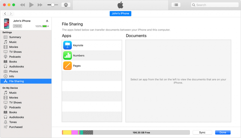 Transferir música al iPod usando las aplicaciones para compartir archivos de iTunes