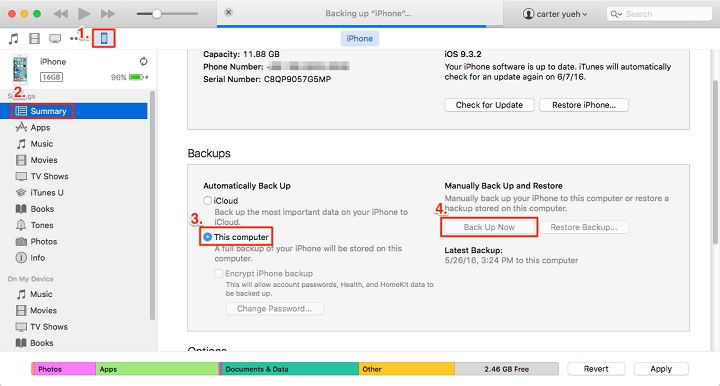 Sincronizar contactos de iPhone a Mac usando el programa iTunes
