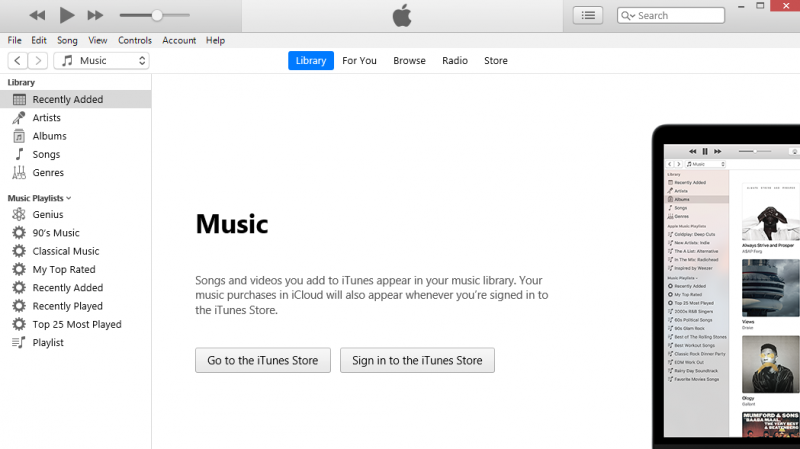 Inicie la aplicación iTunes en su PC