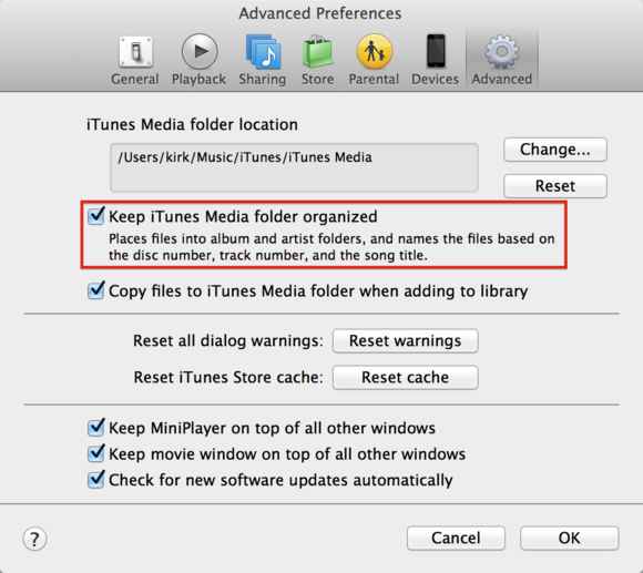 Consolidar archivos multimedia para resolver canciones que no se pueden sincronizar con mi iPod