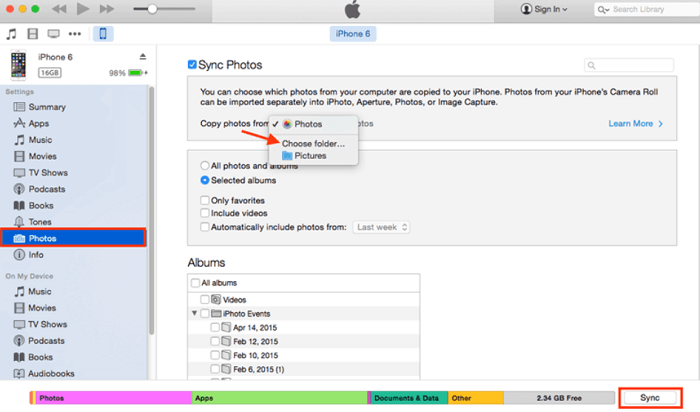 Transferir datos desde iPhone a dispositivos HTC