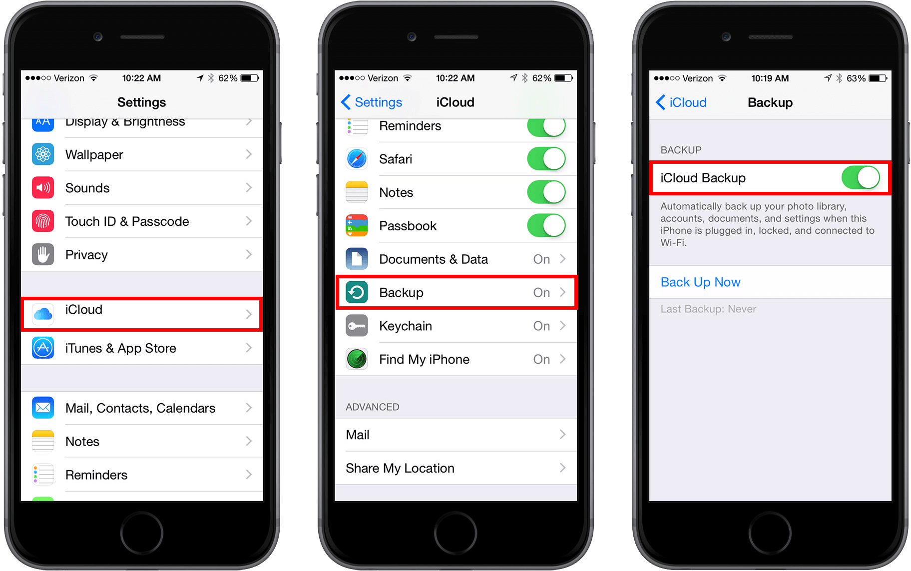 Imágenes de copia de seguridad a Icloud manualmente