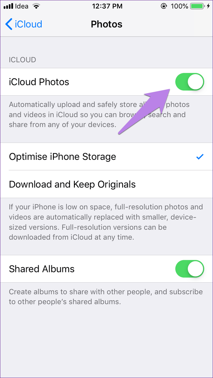Elimina fotos del iPhone, pero no de iCloud: deshabilita las fotos de iCloud en tu iPhone