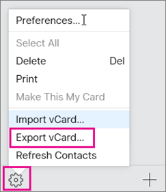Exportar vCard de iCloud
