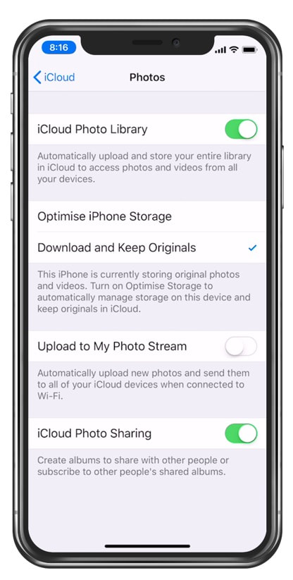 Transfiera fotos de iPhone a iPad usando la biblioteca de fotos de iCloud