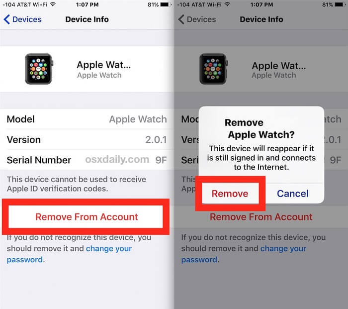 Eliminar de la cuenta antes de eliminar su cuenta de iCloud