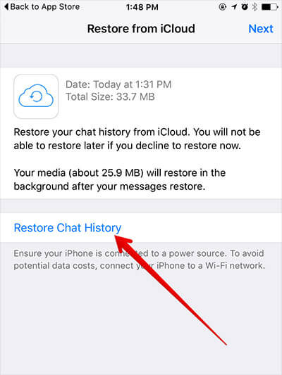 Recuperar mensajes de audio de WhatsApp eliminados de iPhone usando iCloud