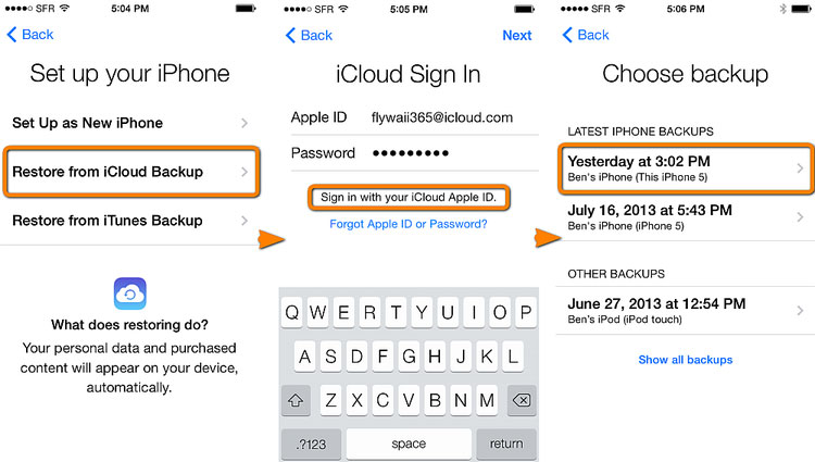 Recuperar mensajes de texto eliminados en iPhone 15 usando iCloud
