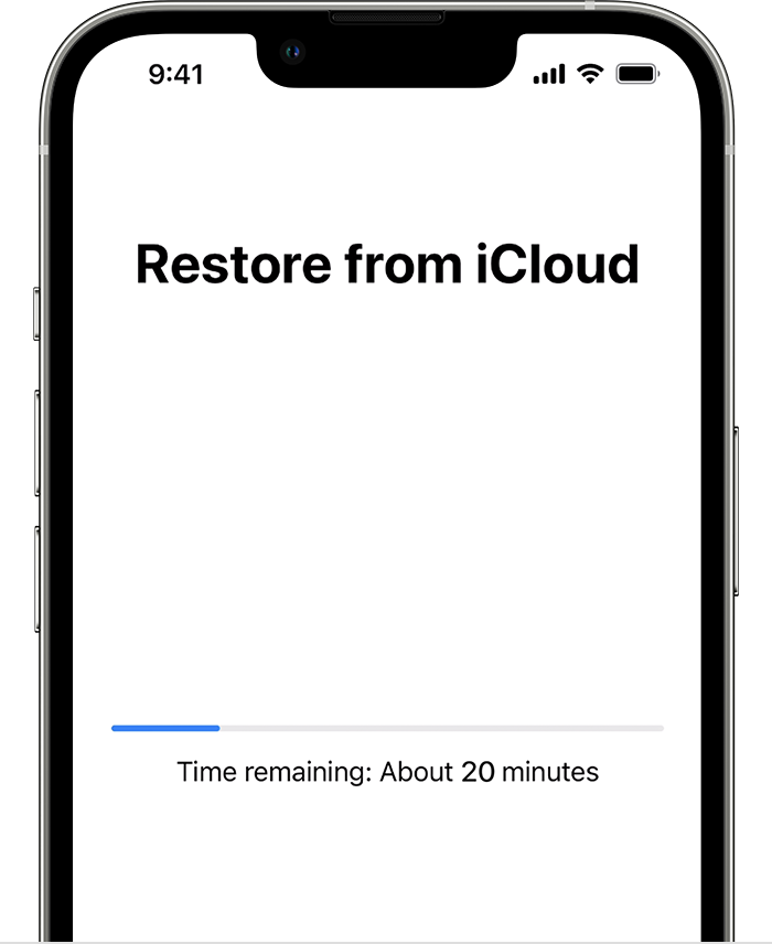 Restaurar copia de seguridad de iCloud en iPhone 6s en curso