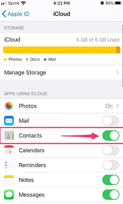 Cómo transferir contactos de iPhone a Samsung a través de iCloud