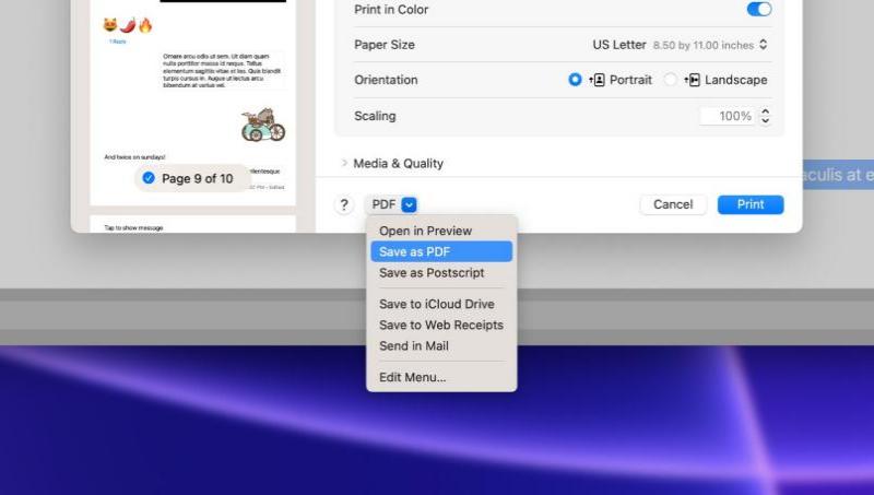 Exportación de iMessages a un archivo PDF en una computadora Mac