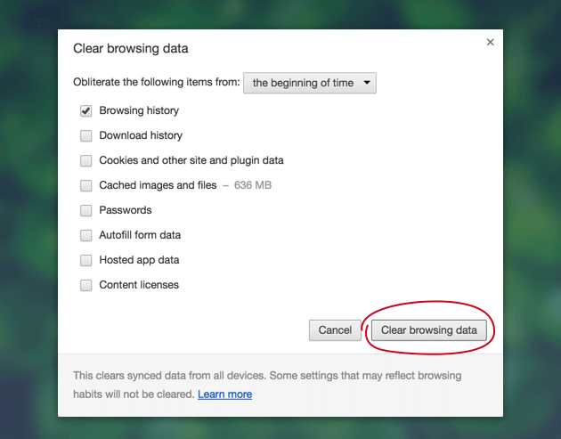 Borrar las cookies de Chrome