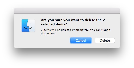 Confirmar Eliminar Inmediatamente Mac