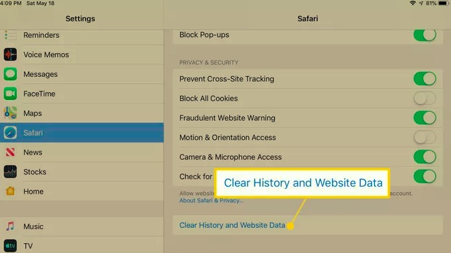 Borre la caché de Safari para solucionar el problema de bloqueo del iPad Mini