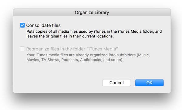 Consolidar la biblioteca de iTunes