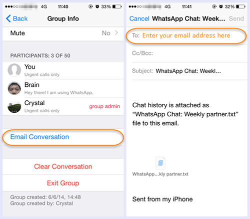 Exportar conversaciones de WhatsApp a correo electrónico