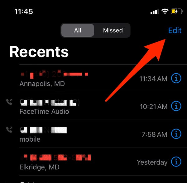 Aumento del historial del registro de llamadas de iPhone
