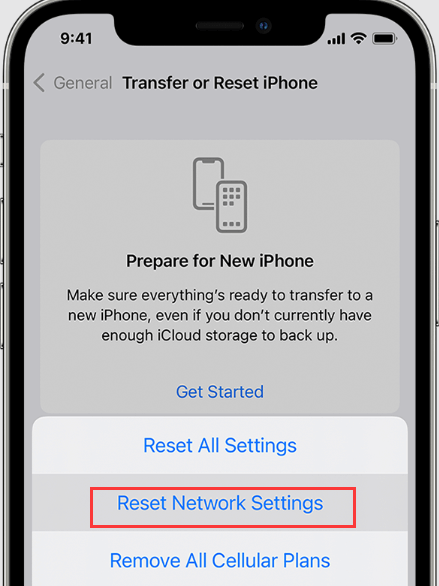 Restablezca la configuración de red de su dispositivo en iPhone