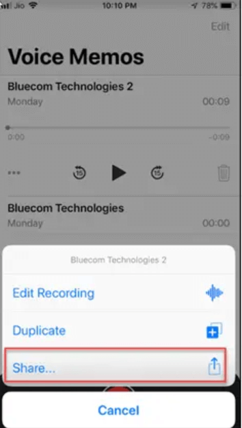 Comparta notas de voz para obtener notas de voz del iPhone sin iTunes