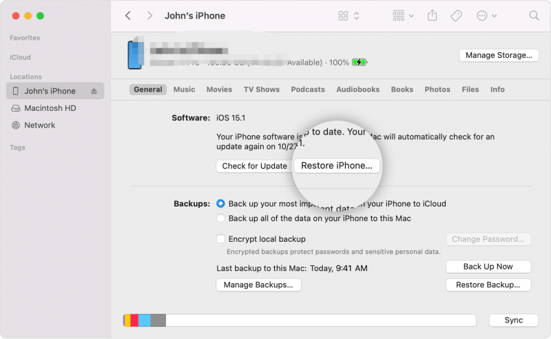 Use iTunes para restaurar iPhone en lugar de iCloud sin usar Wi-Fi