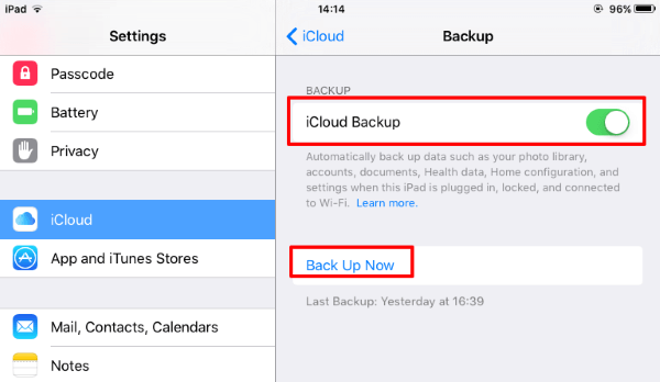 Hacer una copia de seguridad de mi iPad usando iCloud